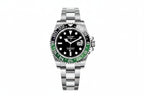 PINDU PD6510 GMT automatic watch with black dial and black-green bezel, front view