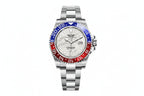 PINDU PD6510 watch with gray dial and silver fluted bezel, front view