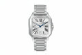 PINDU PD6515 square automatic watch silver case white dial with silver bracelet, front