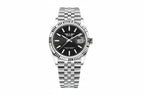 PINDU PD6525 automatic watch with black striped dial and stainless steel bracelet