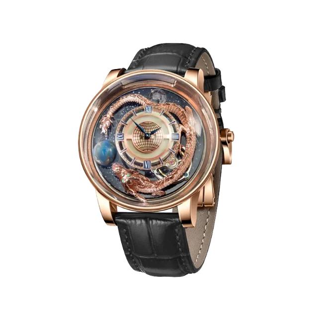 PINDU PD6532 dragon quartz watch black gold dial front view