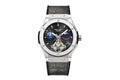 PINDU PD6537 mens automatic moonphase tourbillon watch with black starry dial and grey leather strap, front