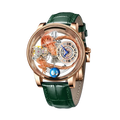 PINDU PD6539 dragon astronomia watch with rose gold case and green leather strap