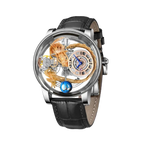 PINDU P6539 Earth Theme 3D Dragon Celestial Body Series Hollow with silver black dial, clasp detail