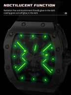PINDU PD6550 tonneau watch noctilucent luminous function feature with green glow