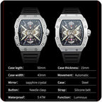 PINDU PD6550 tonneau skeleton watch variant comparison with specifications graphic