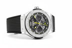 PINDU PD6552 skeleton watch silver case clear bezel and black rubber strap side view