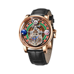 PINDU P6570 Men's Quartz Celestial Gaming Disk Dial Watch with black dial