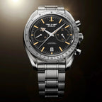 PINDU PD6576 moon chronograph watch silver black silver dial front view