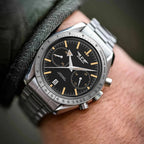 PINDU PD6576 moon chronograph watch silver black silver dial wrist shot