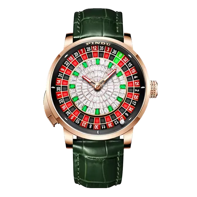PINDU PD6617 casino tourbillon watch green white dial front view