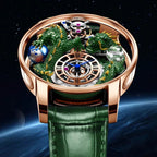PINDU PD6622 Celestial Dragon rose gold men's watch with green dragon dial and green leather strap