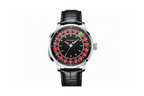 PINDU PD6628 black roulette dial on black leather strap, steel case, catalogue front shot