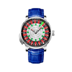 PINDU PD6628 roulette automatic watch blue silver dial front view