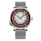 PINDU PD6628 roulette automatic watch silver roulette mesh dial front view