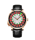PINDU PD6628 automatic roulette watch front view with red dial and rose gold case