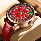 PINDU PD6628 Roulette rose gold men's automatic watch with red dial and red leather strap