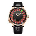 PINDU PD6629 rose gold case, black croc leather strap with red and black roulette dial