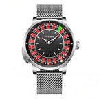 PINDU PD6629 steel mesh bracelet version with red, black and green roulette dial