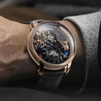 PINDU PD6630 Space Series rose gold men's watch with black astronaut dial worn on wrist