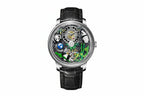 PINDU PD6631 crystal tourbillon watch black silver dial front view