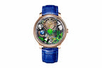 PINDU PD6631 crystal tourbillon watch blue gold dial front view