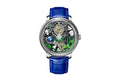 PINDU PD6631 crystal tourbillon watch blue silver dial front view