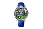 PINDU PD6631 crystal tourbillon watch blue silver dial front view
