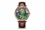 PINDU PD6631 crystal tourbillon watch gold brown dial front view