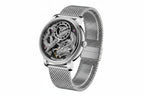 PINDU PD6632 Golden Dragon tourbillon watch with black silver dragon dial, side angle