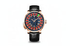 PINDU PD6663 mechanical roulette watch blue dial Roman numerals black strap front