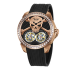 PINDU PD6666 Ghost Head double tourbillon rose gold diamond bezel skull dial front