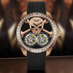 PINDU PD6666 Ghost Head skull double tourbillon rose gold diamond bezel front lifestyle