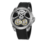 PINDU PD6666 Ghost Head double tourbillon silver case skull and crossbones dial front