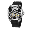 PINDU PD6666 Ghost Head double tourbillon silver case diamond bezel skull dial front