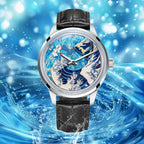 PINDU PD6668 Wave dial automatic silver blue wave dial with water splash lifestyle