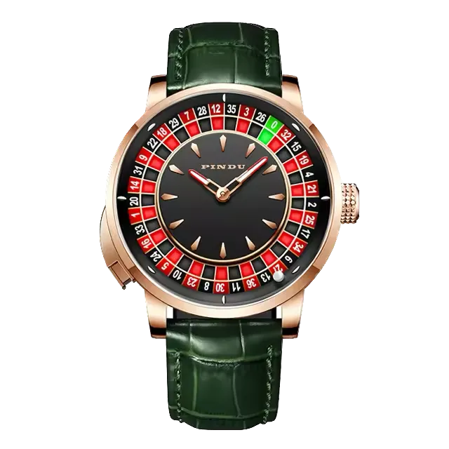 PINDU NH35A Casino Tourbillon Rotating Roulette with green dial, side view
