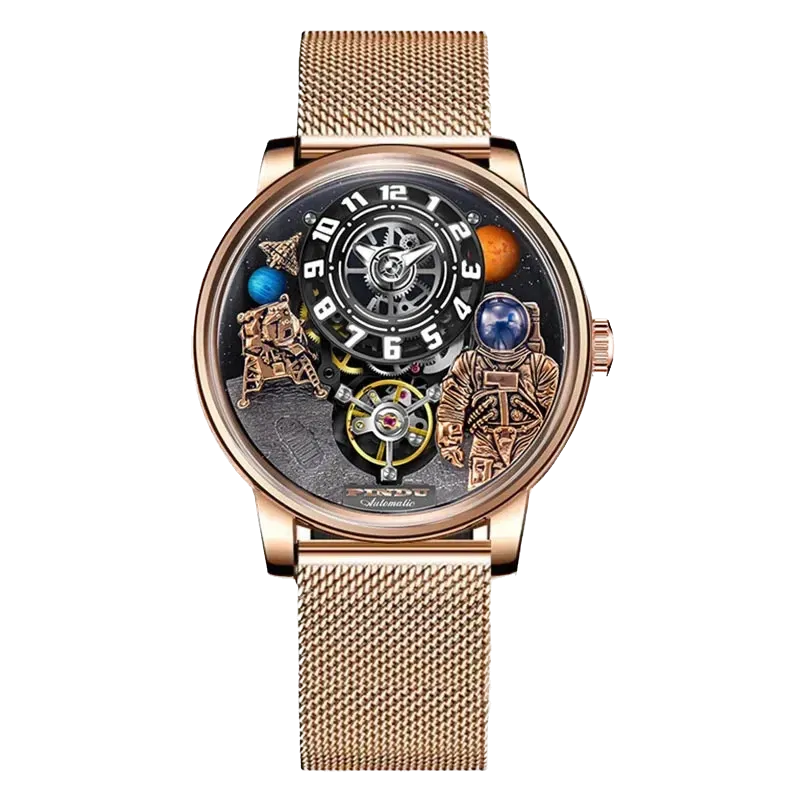 PINDU Men Watch Space Series Three-dimensional Sapphire Mechanical Watch W2101B-PrimeTimepiece