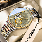 POEDAGAR 1416 tourbillon waterproof 3ATM specification graphic with gold dial