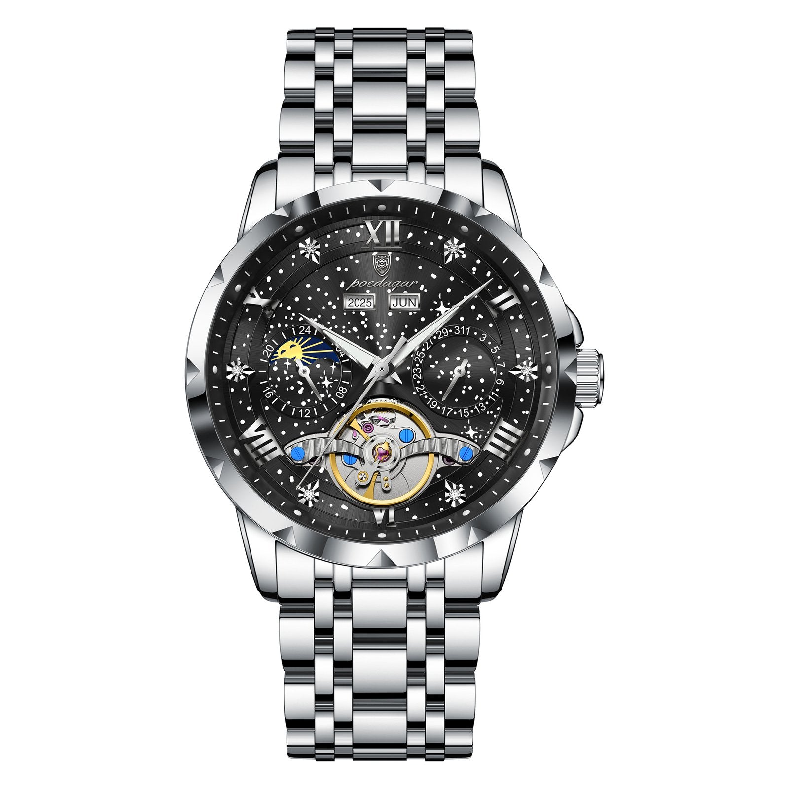 Poedagar 1420 watch Silver Black variant