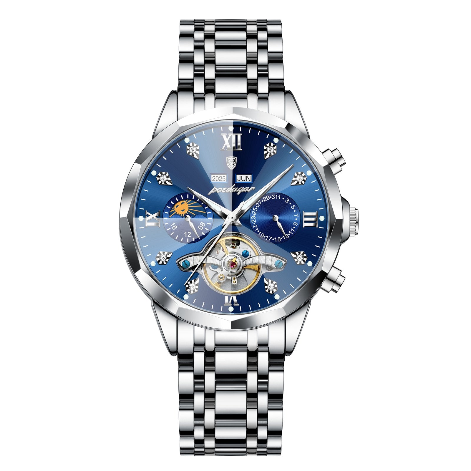 Poedagar 1422 watch Silver Blue variant