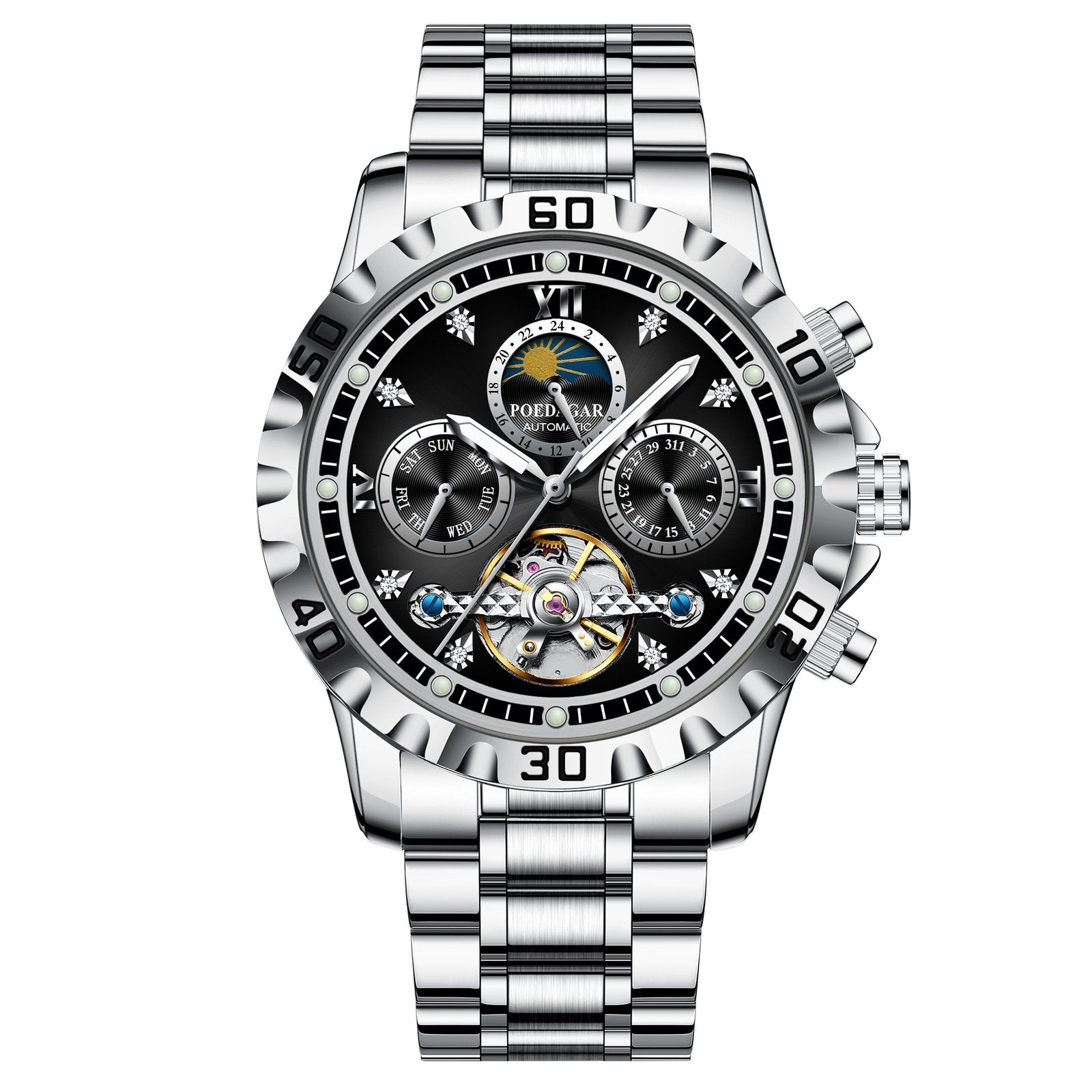 Poedagar 1423 watch Silver Black variant