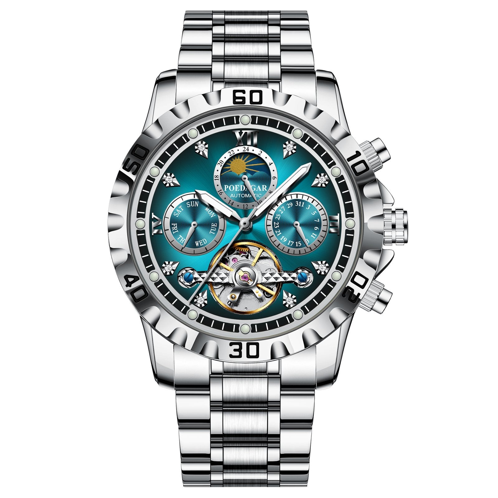 Poedagar 1423 watch Silver Green variant