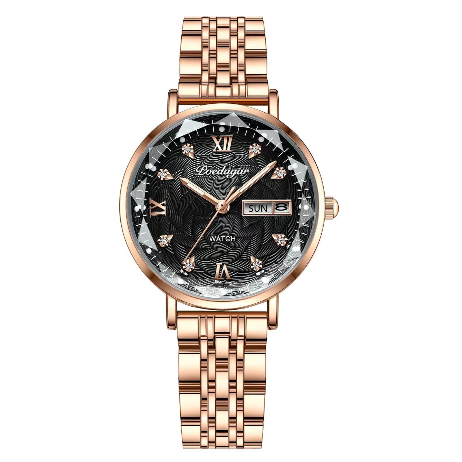 Poedagar 3012 watch Rose Gold Black variant