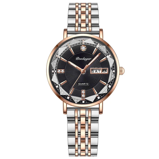 Poedagar 3013 watch RoseGold Black Steel variant