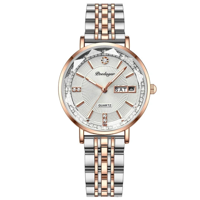 Poedagar 3013 watch RoseGold White Steel variant
