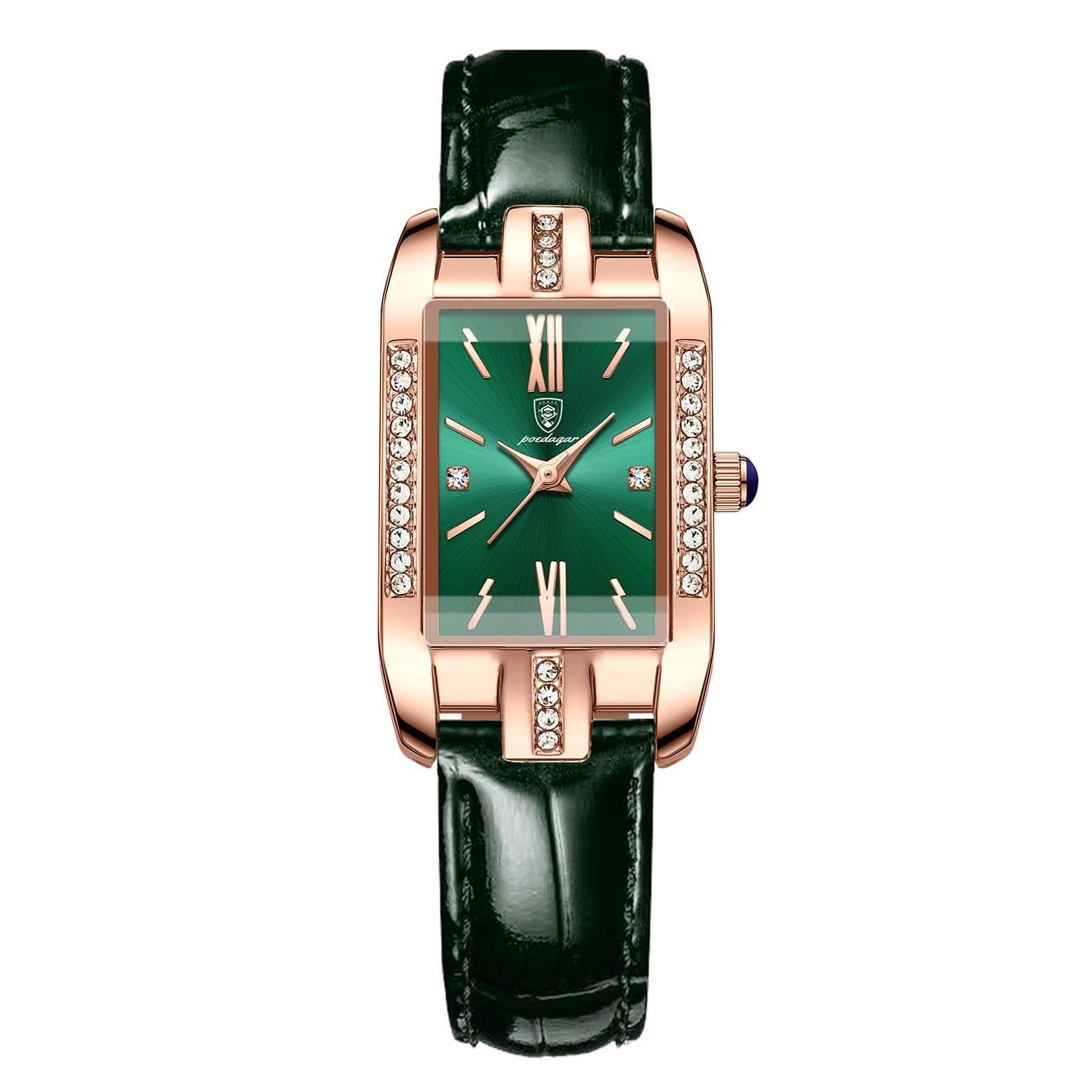 Poedagar 365 watch Rose Gold Green Leather variant