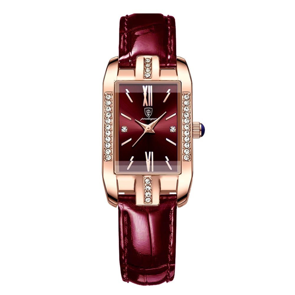 Poedagar 365 watch Rose Gold Red Leather variant