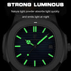 POEDAGAR 613 square quartz watch strong luminous feature graphic showing glowing markers