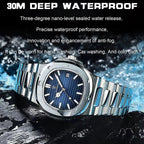POEDAGAR 613 square quartz watch 30M deep waterproof feature graphic with blue dial